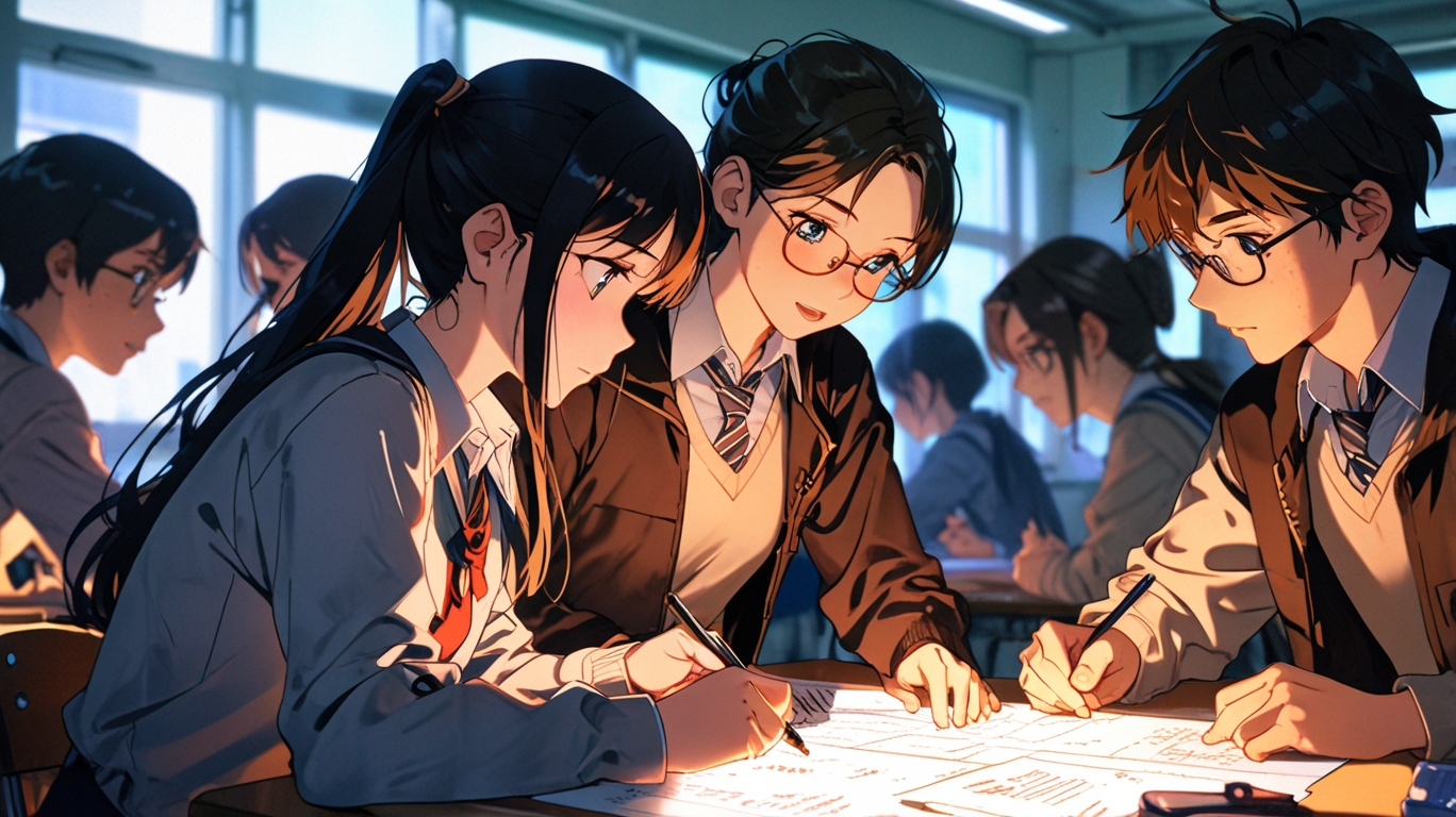 Group of students studying